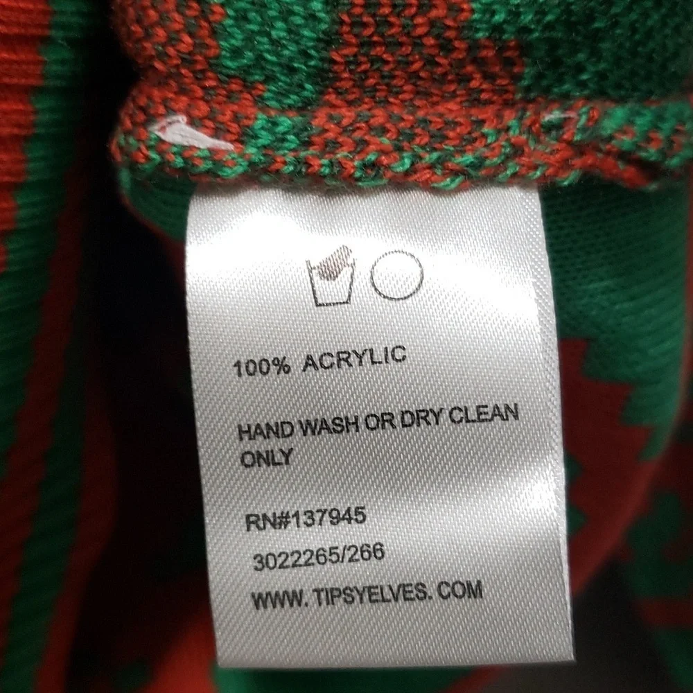 Tipseyelves NWT Men's Beer Bottle Opener Red and Green Holiday Sweater